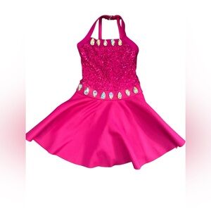 Weissman Fuchsia Dance Costume with Sparkling Accents Glam SC Small Child Size